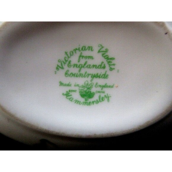 Porcelain Vtg Trinket Box Victorian Violets Bone China Oval Egg Made in England - Picture 3 of 3